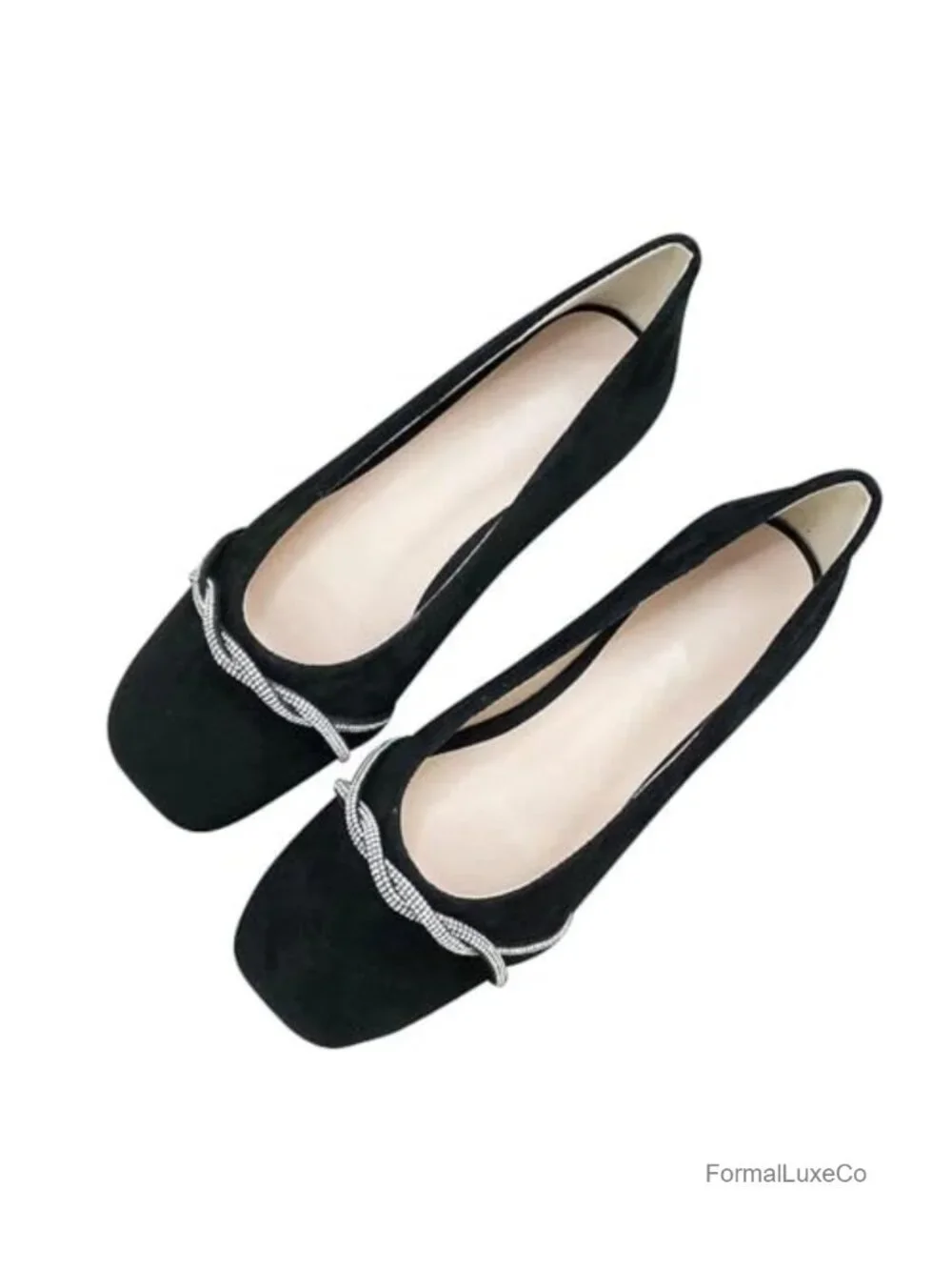 Women's Square Toe Cross Bow Slip On Rhinestone Dress Ballet Flats